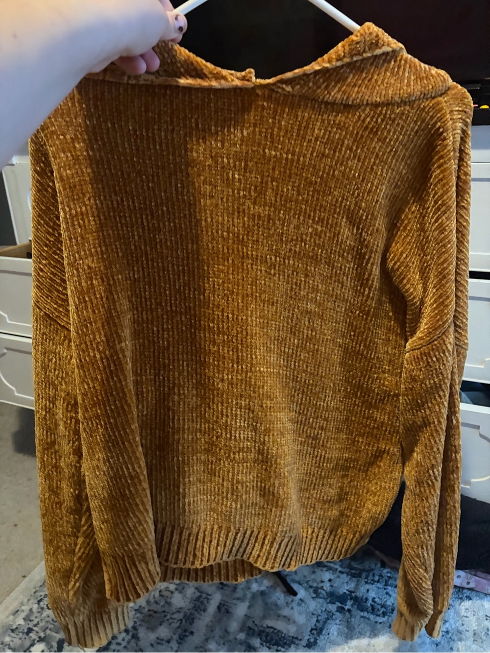 Love Tree Off-the-Shoulder Chenille Sweater - Mustard